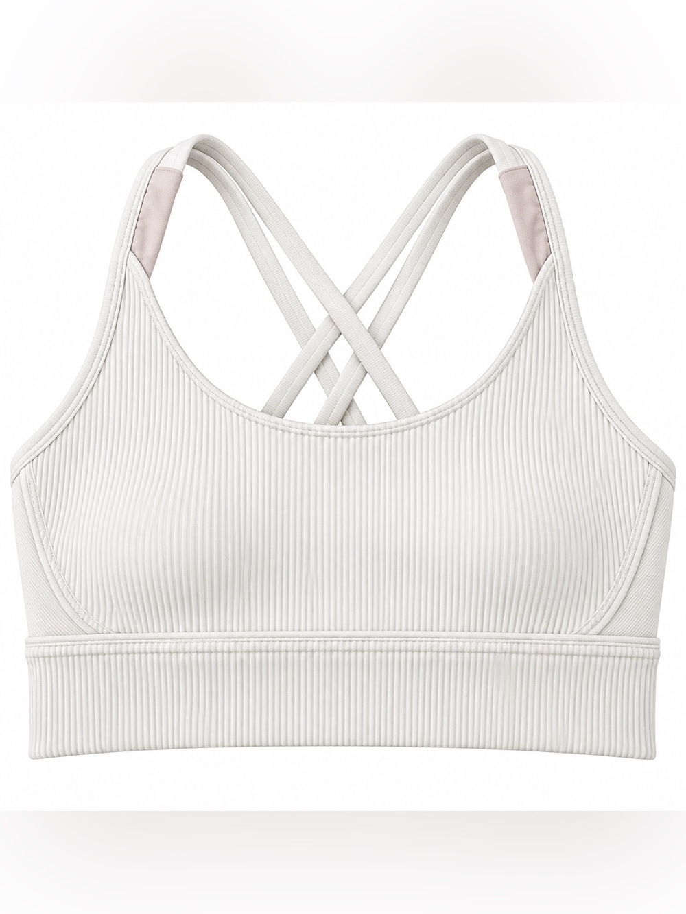 Light Cream Ribbed Strappy Sports Bra